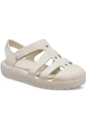 Crocs Classic Fisherman Badesandale, Wassersandale, Badeschuh mit Klettverschluss beige 33 EU