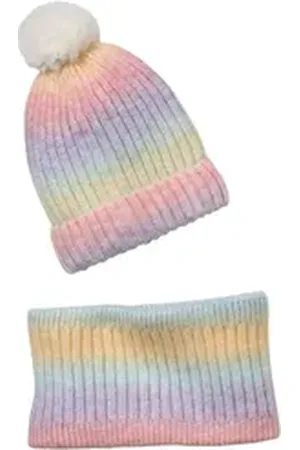 Vertbaudet Mütze & Schal Mädchen Set: Mütze & Loopschal, Regenbogen blau 128/140