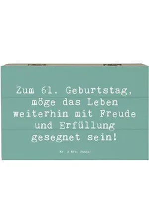 Mr. & Mrs. Panda Dekokiste 19 x 12 cm Spruch 61. Geburtstag Freude - Meeresbrise - Geschenk, Abe (1 St) blau