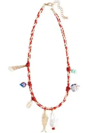Next Charm-Kette Kordel-Halskette mit Fisch und Muscheln (1-tlg) rot