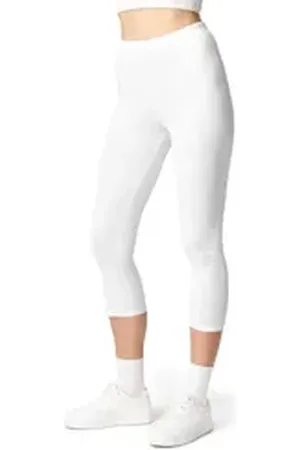 Ladeheid Leggings Damen 3/4 Capri Hose aus Baumwolle LA40-132 (1-tlg) elastischer Bund weiß XXL