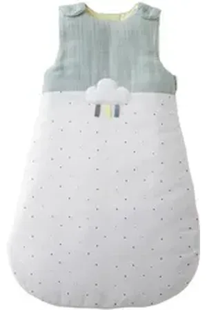 Vertbaudet Babyschlafsack Ärmelloser Baby Schlafsack MINZHASE, Sommerschlafsack, 2 TOG grün|weiß 68CM