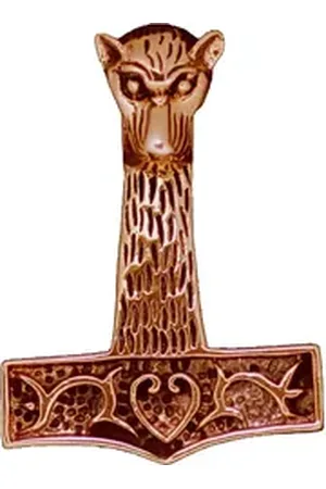 HOPLO Kettenanhänger Thorhammer Wolfskopf Bronze Anhänger Schmuck Thor Viking 45mm x 33 mm