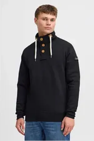 Solid Stehkragenpullover SDTripTroyer Sweatpullover mit Knopfleiste schwarz S