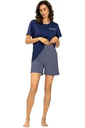 Comtessa Pyjama Damen-Shorty Single-Jersey Streifen blau 52
