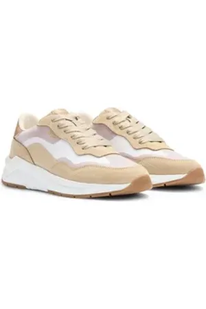 HUGO BOSS Skylar_Runn Keilsneaker Freizeitschuh, Halbschuh, Schnürschuh mit Keilsohle beige 39 EU