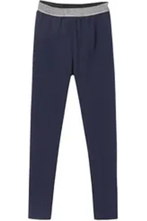 Vertbaudet Leggings Mädchen Leggings, Bund in Metallic-Optik BASIC Glitzer-Optik blau 122