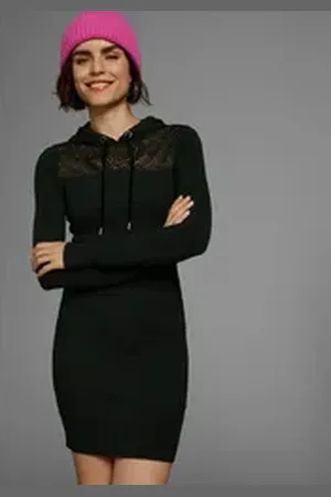 melrose Strickkleid für festliche Anlässe und besondere Events, kurzes Kleid schwarz 42