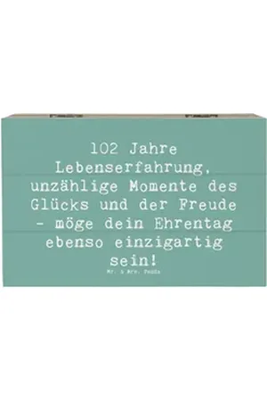 Mr. & Mrs. Panda Dekokiste 19 x 12 cm Spruch 102. Geburtstag Glück - Meeresbrise - Geschenk, Jub (1 St) blau