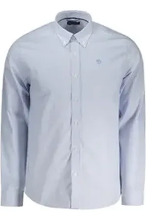 North Sails Langarmhemd Elegantes Herrenhemd: Blau, gestreift, Button-Down, mit Stickerei M