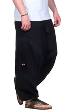 Kunst und Magie Haremshose Bequeme Goa Cargo Haremshose für Herren/Unisex Pluderhose Baggy schwarz 5XL