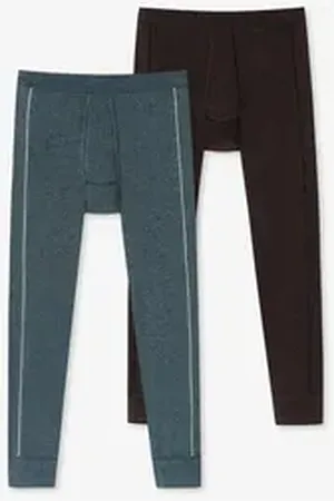 Schiesser Lange Unterhose Comfort Fit (2-St) long john unterwäsche blau|braun 5