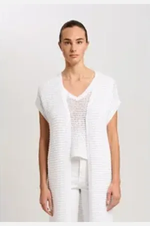 Marc Aurel Strickjacke in Netzoptik weiß 38