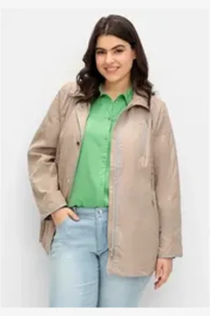 Sheego Parka Große Größen mit silberfarbenen Kontrastdetails beige 44