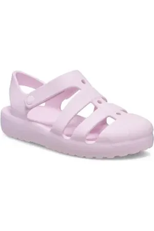Crocs Classic Fisherman Badesandale, Wassersandale, Badeschuh mit Klettverschluss rosa 32 EU
