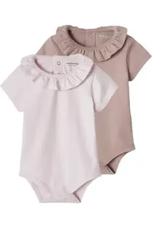 Vertbaudet Kurzarmbody 2er-Pack Baby Kurzarm-Bodys, Rüschenkragen Rschenkragen 56