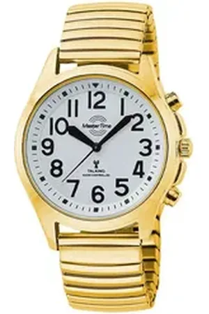 Master Time Funkuhr Sprechende Goldfarben mit Zugband weiß