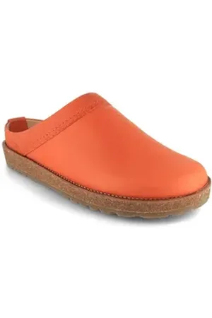 Haflinger Damen Leder Clog Travel Classic, orange Hausschuh feuchtigkeitsresisdent orange 44 EU