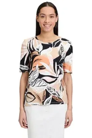 Betty Barclay Kurzarmshirt Basic Shirt mit Print (1-tlg) Druck braun|schwarz 44