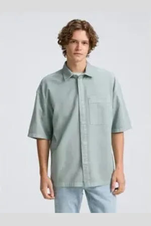 TOM TAILOR Denim Kurzarmhemd Overshirt Hemd mit kurzen Ärmeln blau XL
