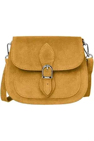 CASPAR Umhängetasche Kompakte Wildleder Damen Handtasche - CLASSIC LINE - Modell No.831, Vintage Stil, 100% Echtleder, angenehmer Tragekomfort - Made in Italy