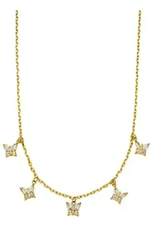 Purelei Kette mit Anhänger Schmuck Geschenk Butterfly Schmetterling, 22211-Necklace-Butterfly, mit Zirkonia (synth) gelb|goldfarben