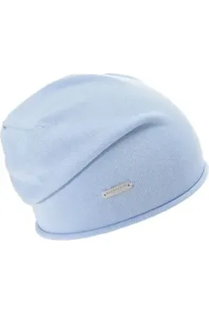 Seeberger Beanie 100% Baumwoll Headsock mit Rollkante 53605-0 blau