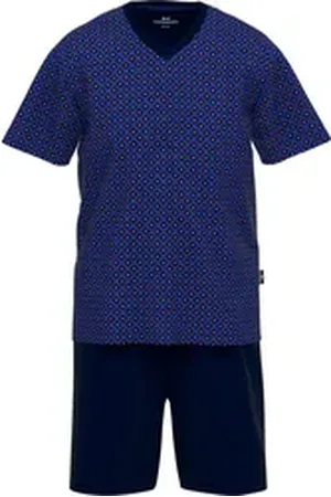Götzburg GÖTZBURG Pyjama Herren-Shorty Single-Jersey gemustert blau 56