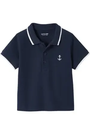 Vertbaudet Poloshirt Jungen Baby Poloshirt mit Stickerei Stickerei blau 92/98