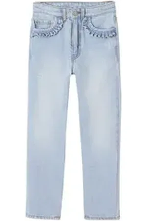 Vertbaudet 7/8-Caprijeans Gerade Mädchen Jeans, Hüftweite SLIM blau 110