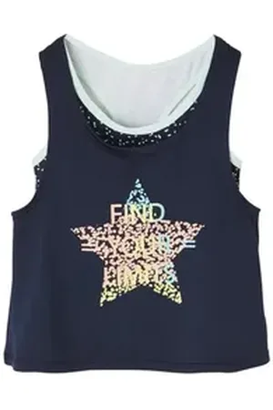 Vertbaudet Trägertop Mädchen Sport-Top, integriertes Bustier blau 92/98