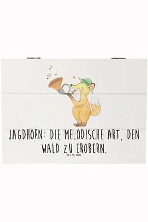 Mr. & Mrs. Panda Dekokiste 25 x 18 cm Jagdhorn Magie - Weiß - Geschenk, Abenteuer, Profimusiker, (1 St), Nachhaltig und langlebig weiß
