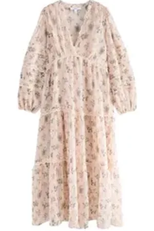 Next Midikleid Midi-Stufenkleid mit transparenter Spitze (1-tlg) beige 96 (GB: 20 Tall)