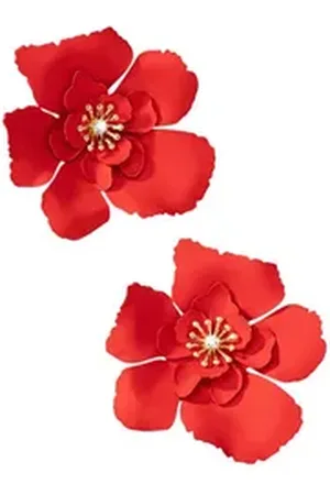 Karma Paar Ohrstecker Damen Blüten Legierung bunt verschiedene Farben Ohrschmuck modern (Blumenohrringe Blumenohrstecker), Damenschmuck Ohrringe Damenohrstecker rot