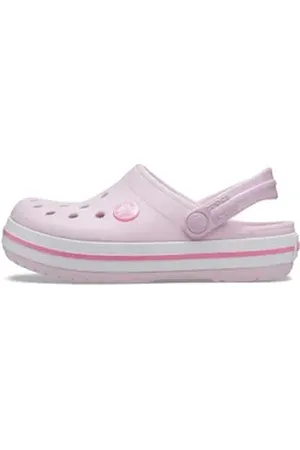 Crocs Crocband Clog K Clog, Sommerschuh, Schlappen, Hausschuh, Badeschuh mit Kontrast-Akzenten rosa 34 EU