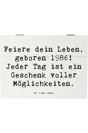 Mr. & Mrs. Panda Dekokiste 25 x 18 cm Spruch 1986 Geburtstag - Weiß - Geschenk, Geburtstagsjahr (1 St) weiß