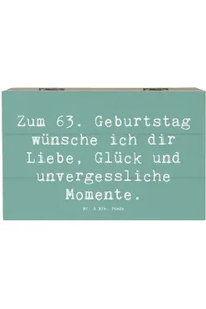 Mr. & Mrs. Panda Dekokiste 19 x 12 cm Spruch 63. Geburtstag Liebe Glück Momente - Meeresbrise - (1 St) blau