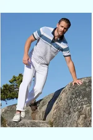 HAJO Poloshirt Poloshirt in Pikee und Streifenmix in stay fresh-Qualität weiß 50