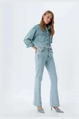 Koton 5-Pocket-Jeans Normale Leibhöhe Flare blau 26/32