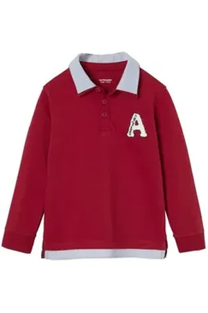 Vertbaudet Langarm-Poloshirt Jungen Poloshirt mit Lageneffekt rot 110