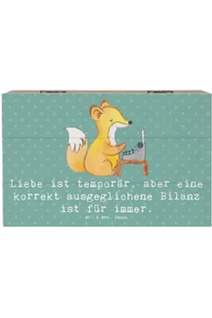 Mr. & Mrs. Panda Dekokiste 19 x 12 cm Buchhalter Weisheit - Meeresbrise - Geschenk, Liebe, Finan (1 St) blau