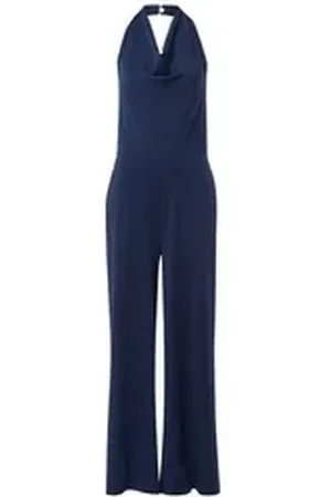 Les Lunes Jumpsuit PENNY Overall Jersey Wide Leg Neckholder PENNY Overall, Wasserfall Ausschnitt, Jersey, weites Bein blau XL