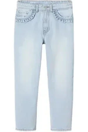 Vertbaudet 7/8-Caprijeans Gerade Mädchen Jeans, Hüftweite COMFORT blau 110