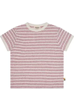 loud + proud T-Shirt Streifen mit Leinen rosa 122/128
