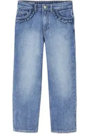 Vertbaudet 7/8-Caprijeans Gerade Mädchen Jeans, Hüftweite COMFORT blau 122