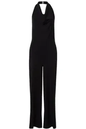 Les Lunes Jumpsuit PENNY Overall Jersey Wide Leg Neckholder PENNY Overall, Wasserfall Ausschnitt, Jersey, weites Bein schwarz S