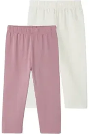 Vertbaudet Leggings 2er-Pack Mädchen 3/4-Leggings BASIC lila|rosa 128