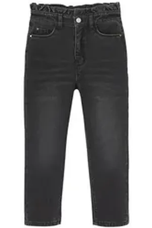 Vertbaudet 7/8-Caprijeans Mädchen Mom-fit-Jeans grau 134