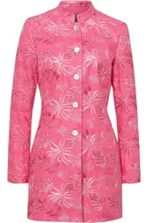 White Label Trachtenblazer Leinen-Gehrock mit Stickereien rosa 48