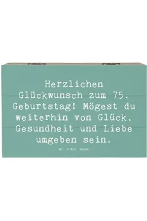 Mr. & Mrs. Panda Dekokiste 19 x 12 cm Spruch 75. Geburtstag - Meeresbrise - Geschenk, Liebe, Alt (1 St) blau